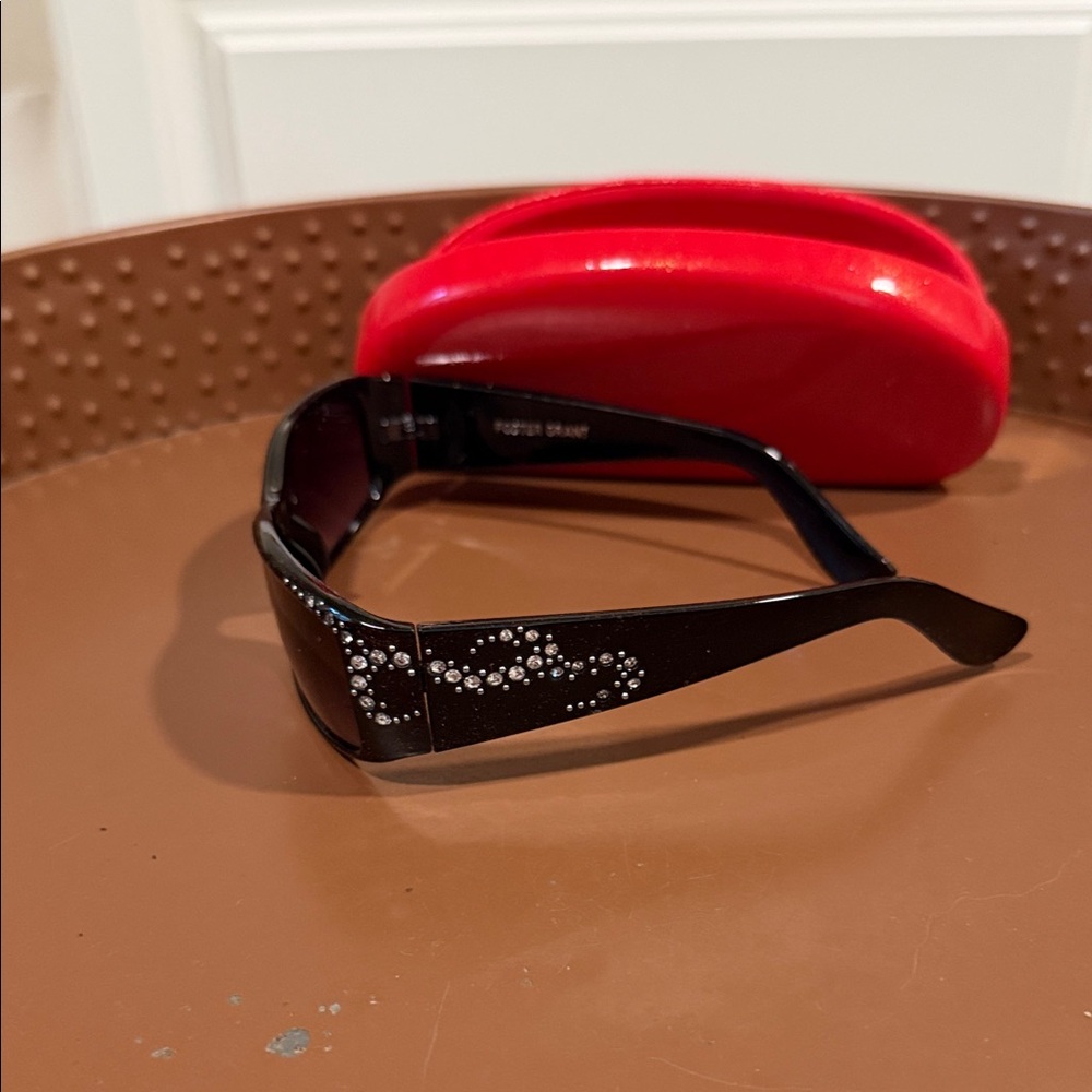 Foster Grant Black Sunglasses with Sparkling Accents